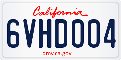 CA license plate 6VHD004