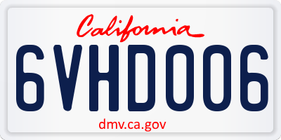 CA license plate 6VHD006