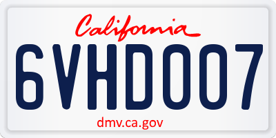 CA license plate 6VHD007