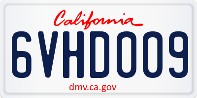 CA license plate 6VHD009
