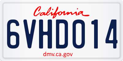 CA license plate 6VHD014