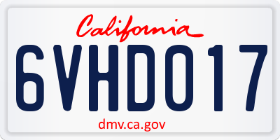 CA license plate 6VHD017
