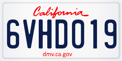CA license plate 6VHD019