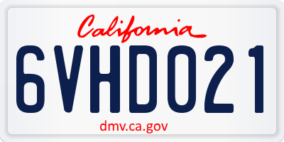 CA license plate 6VHD021