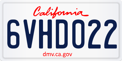 CA license plate 6VHD022