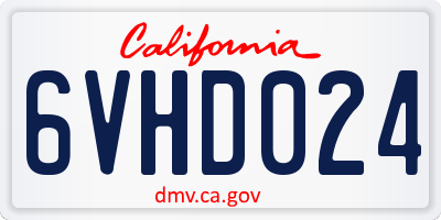 CA license plate 6VHD024