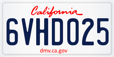 CA license plate 6VHD025