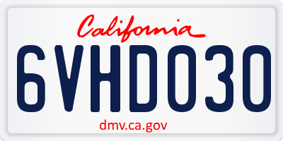 CA license plate 6VHD030