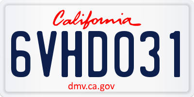 CA license plate 6VHD031