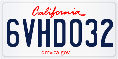 CA license plate 6VHD032