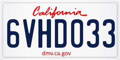 CA license plate 6VHD033