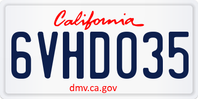 CA license plate 6VHD035