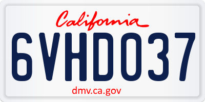 CA license plate 6VHD037