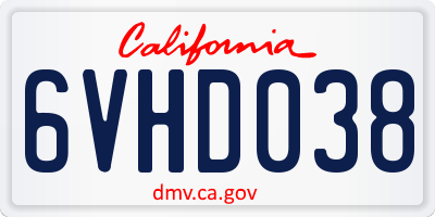 CA license plate 6VHD038