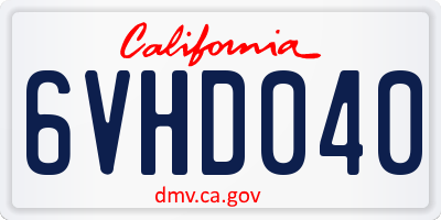CA license plate 6VHD040