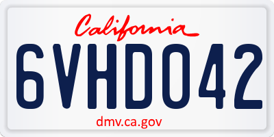 CA license plate 6VHD042