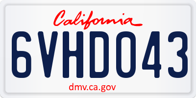 CA license plate 6VHD043