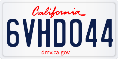 CA license plate 6VHD044
