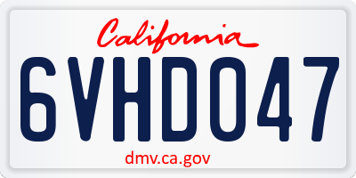 CA license plate 6VHD047