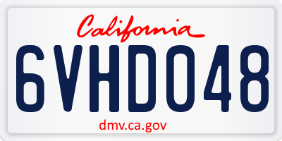 CA license plate 6VHD048
