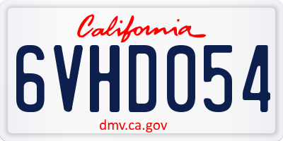 CA license plate 6VHD054