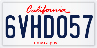 CA license plate 6VHD057
