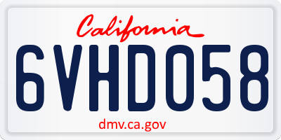 CA license plate 6VHD058