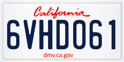CA license plate 6VHD061