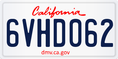 CA license plate 6VHD062