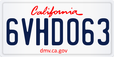 CA license plate 6VHD063