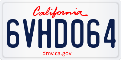 CA license plate 6VHD064