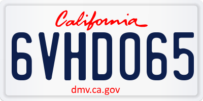 CA license plate 6VHD065