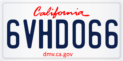 CA license plate 6VHD066