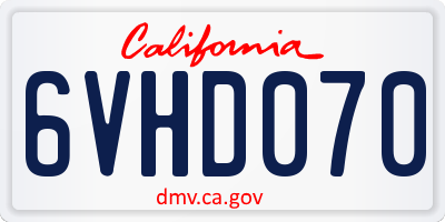 CA license plate 6VHD070