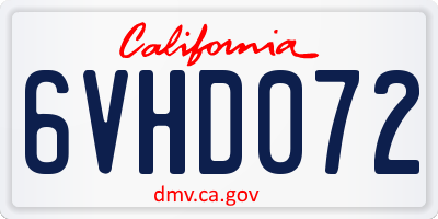 CA license plate 6VHD072