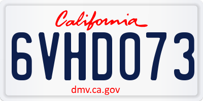 CA license plate 6VHD073