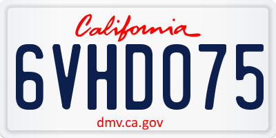CA license plate 6VHD075
