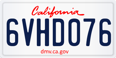 CA license plate 6VHD076