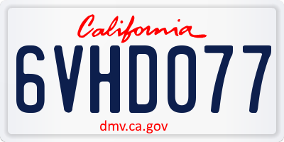 CA license plate 6VHD077
