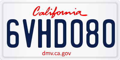 CA license plate 6VHD080