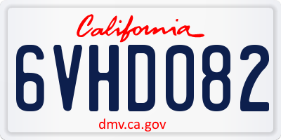 CA license plate 6VHD082