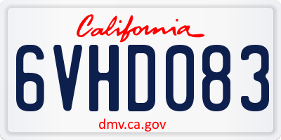 CA license plate 6VHD083