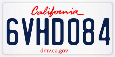 CA license plate 6VHD084