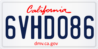 CA license plate 6VHD086