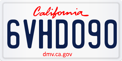 CA license plate 6VHD090