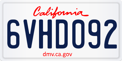 CA license plate 6VHD092