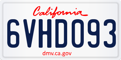 CA license plate 6VHD093