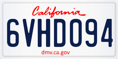 CA license plate 6VHD094