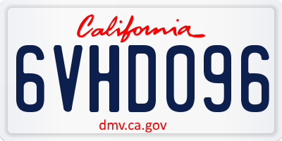 CA license plate 6VHD096