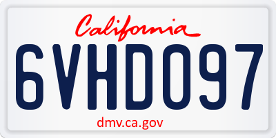 CA license plate 6VHD097